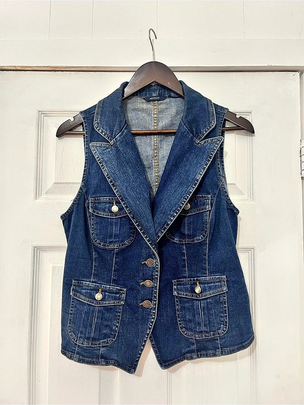 Guess Denim Utility Vest Blue Size 10